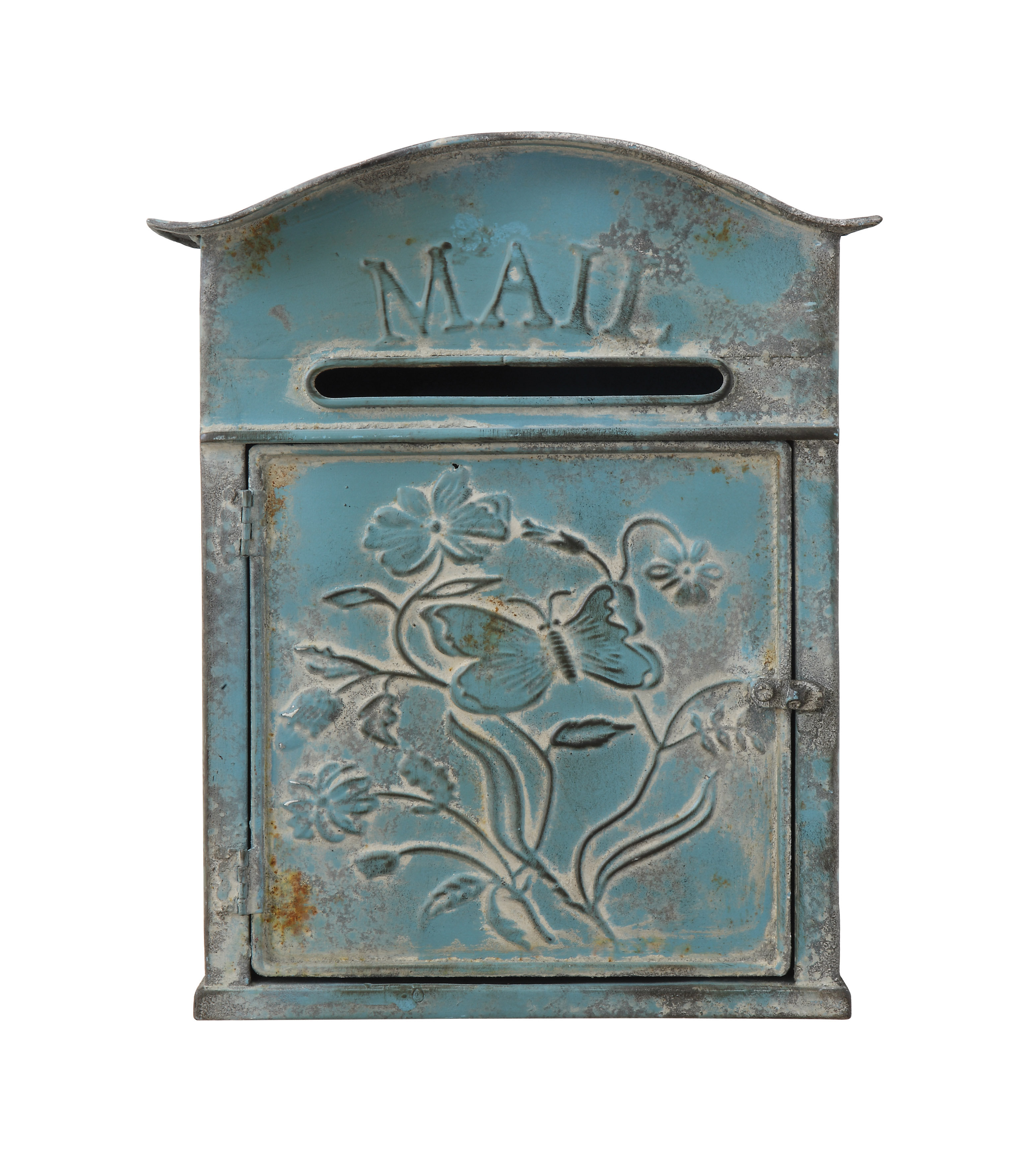 Creative Co Op Distressed Embossed Tin Wall Mounted Mailbox