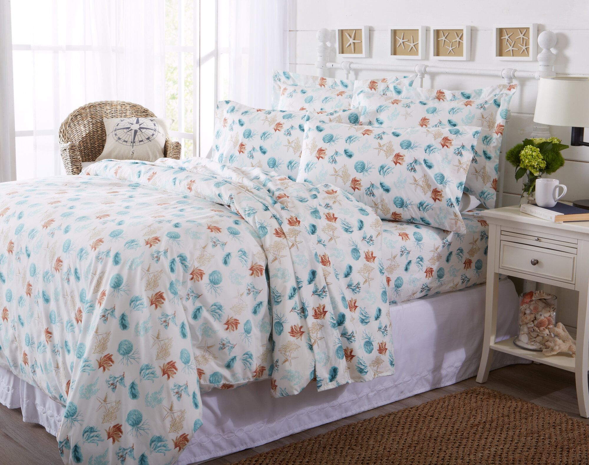 Highland Dunes Claribel Printed Coastal Pattern Duvet Cover