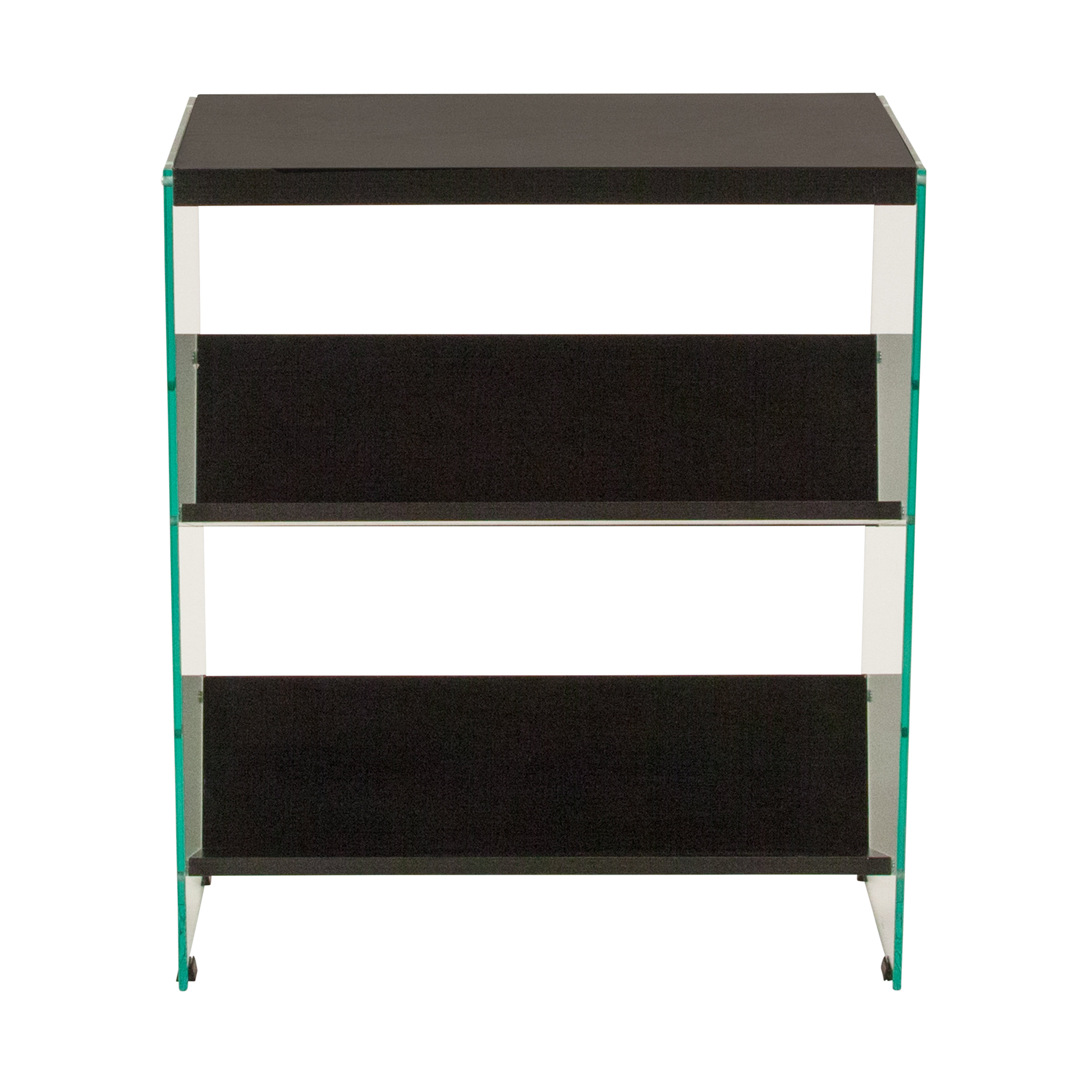 Ebern Designs Mikkelsen 3 Shelf 28"H Glass Frame Bookcase in Dark Ash