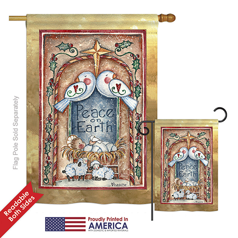 Breeze Decor Peace On Earth Doves And Nativity Winter Impressions 2 Sided Polyester 2 Piece Flag Set Wayfair