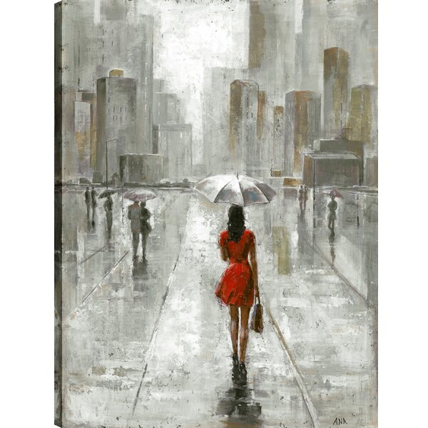 The Umbrella Girl Iii Acrylic Painting Print On Wrapped Canvas