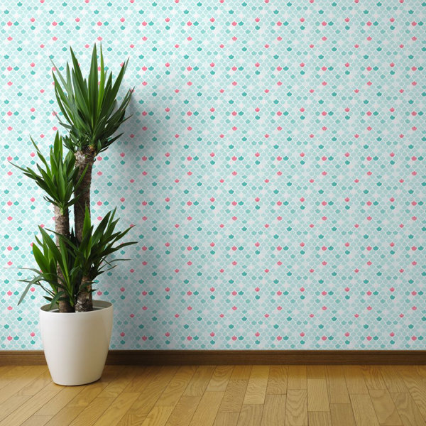 Removable Water-Activated Wallpaper Large Scale Mermaid Green Undersea Ocean