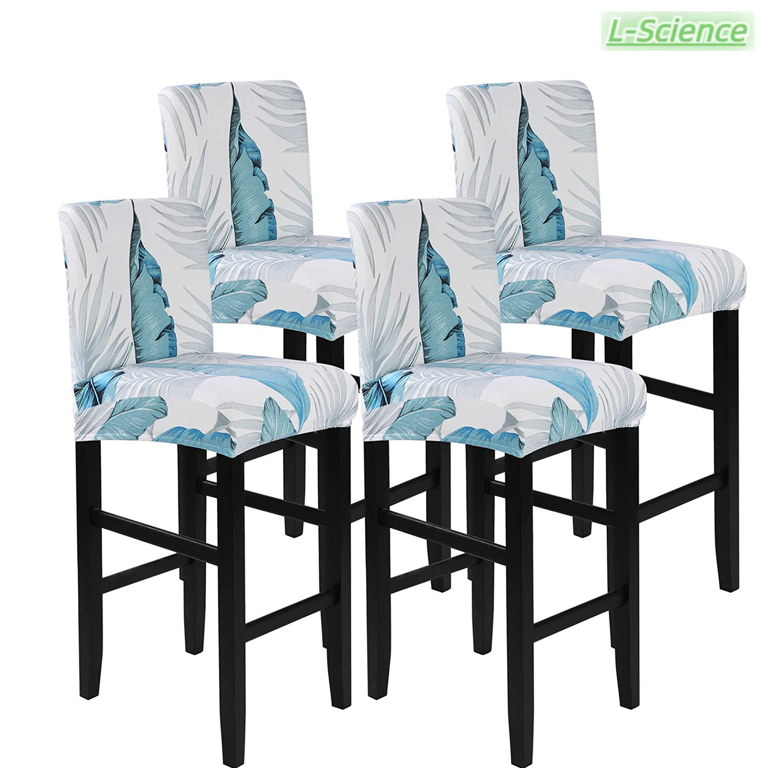 Bungalow Rose Printed Bar Stool Covers Set Of 4 Stretch Removable   Printed Bar Stool Covers Set Of 4 Stretch Removable Washable Bar Stool Chair Covers Counter Height Chairs Covers For Kitchen Dining Room Cafe Furniture 