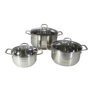 3 Piece Stainless Steel Round Dutch Oven Set