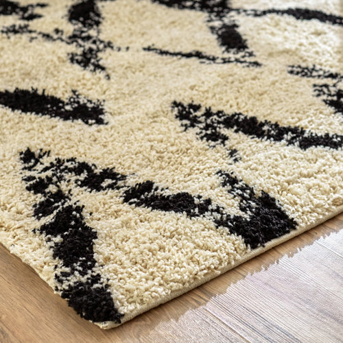 Union Rustic Kerens Performance Ivory/Black Rug & Reviews | Wayfair