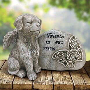 Garden Memorial Rock Pet Dog Chihuahua In Angel Wing Stone Cemetery Grave Statue