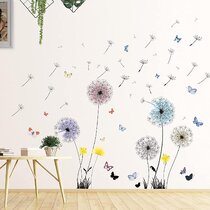 Dandelion Wall Decal for Adults Baby Nursery Room Wall Decor TOARTI 54pcs Purple Butterfly Flower Wall Stickers for Bedrooms for Girls Plant Wall Art Stickers Dandelion Wall Stickers Living Room