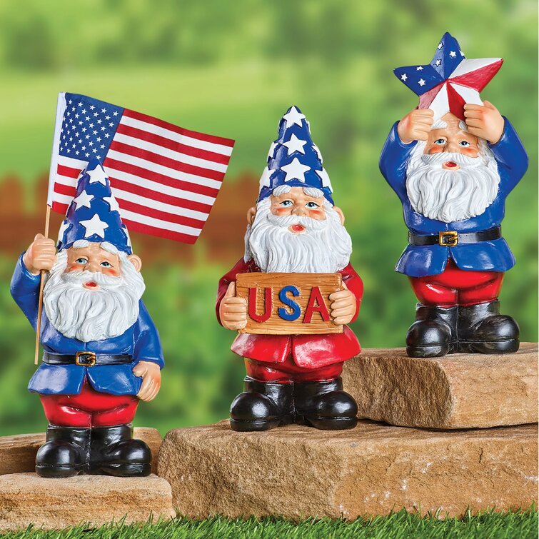Arlmont & Co. Athanasios 3 Piece American Pride Uncle Sam Garden Gnome Set  | Wayfair