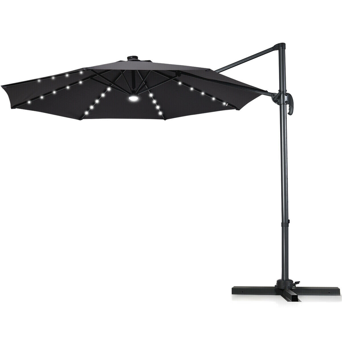 Gorifly Technology Llc 10 Ft Patio Offset Cantilever Umbrella With Solar Lights Grey Wayfair Ca