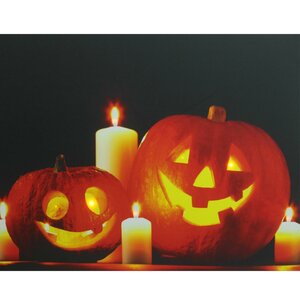 Halloween Jack-o'-Lanterns Battery Operated LED Graphic Art on Canvas