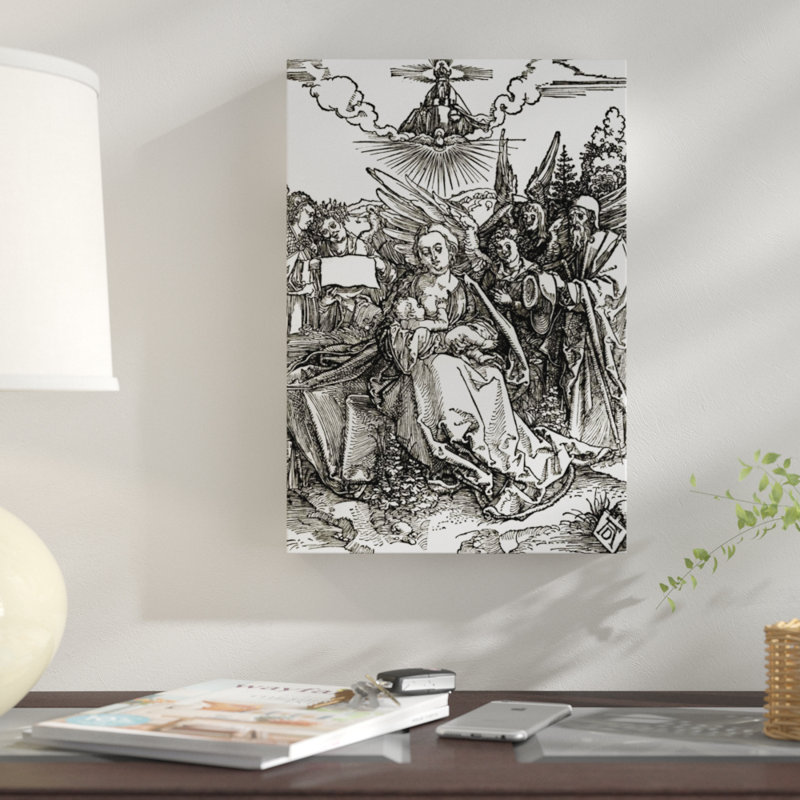 East Urban Home The Holy Family With Five Angels Graphic Art Print On Canvas Wayfair
