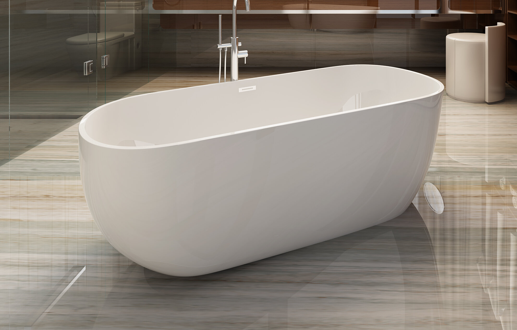 Milan 59 X 29 Freestanding Soaking Bathtub