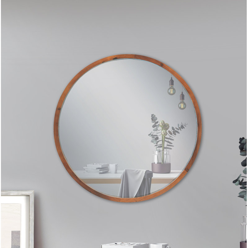 Bungalow Rose Jazmyn Decorative Round Wood Accent Mirror Reviews