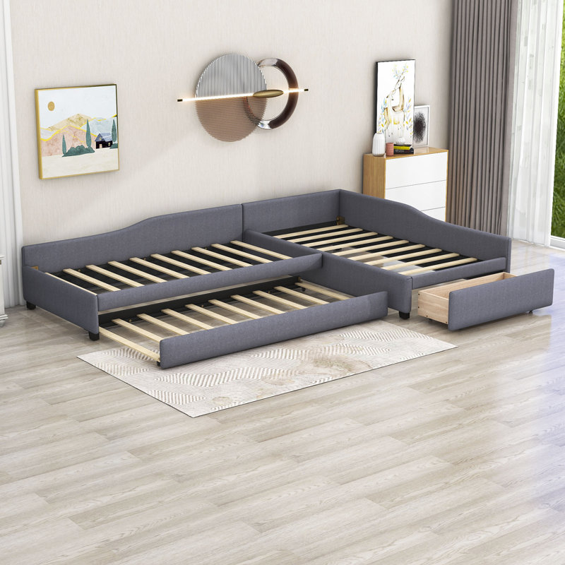(incomplete box 3 of 3) Kaylin Twin Daybed with Trundle Color: Gray