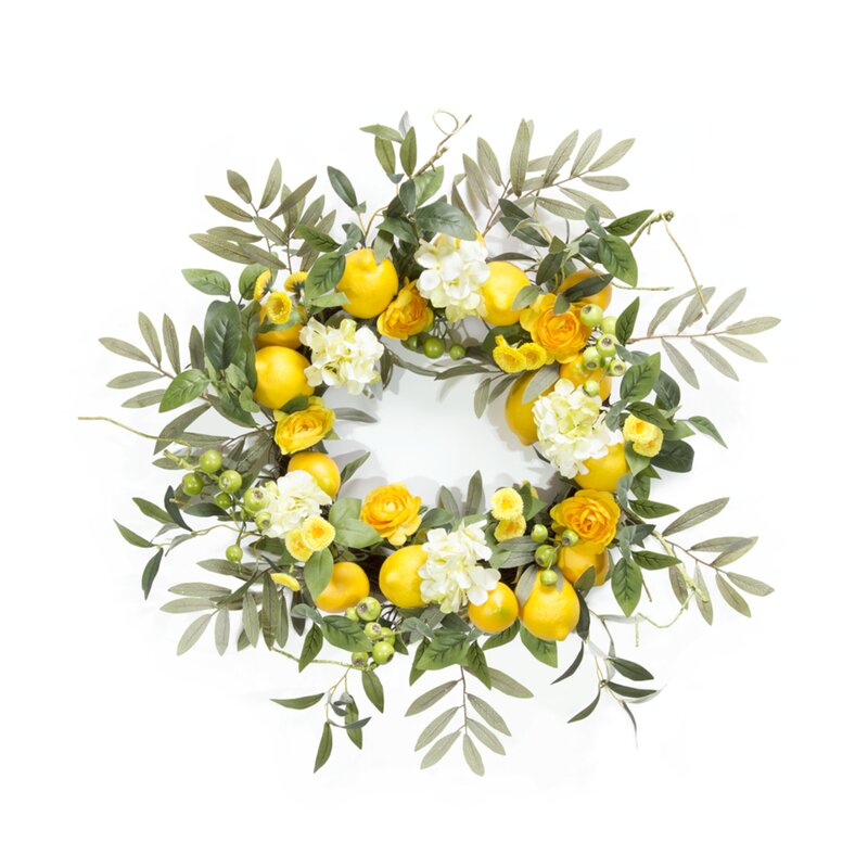 Primrue Lemon/Floral Foam Wreath | Wayfair