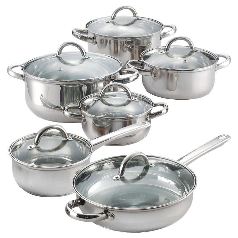 Cook N Home 12 Piece Stainless Steel Cookware Set Reviews Wayfair