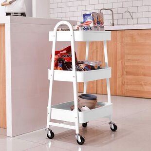 Details about   3-Tier Rolling Basket Stand Shelf Large Size Full Metal Rolling Trolley Kitchen