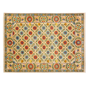 One-of-a-Kind Suzani Hand-Knotted Multicolor Area Rug