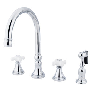 Governor Double Handle Deck Mount Kitchen Faucet with Side Spray
