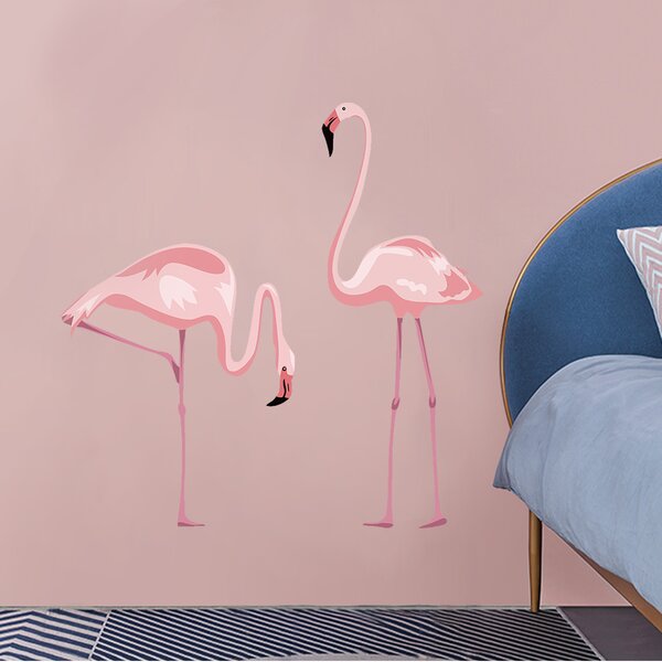 Flamingo Couple Design Wall Art Vinyl Stickers African Colourful Decal Mural 