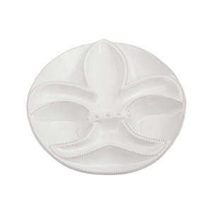 Fleur De Lis S Milk Glazed Terracotta Divided serving dish