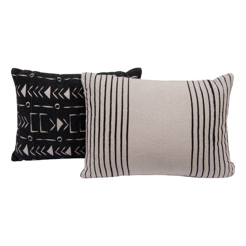 Maree 4 Piece African Mudcloth Rectangular Cotton Pillow Cover Insert Set Reviews Joss Main