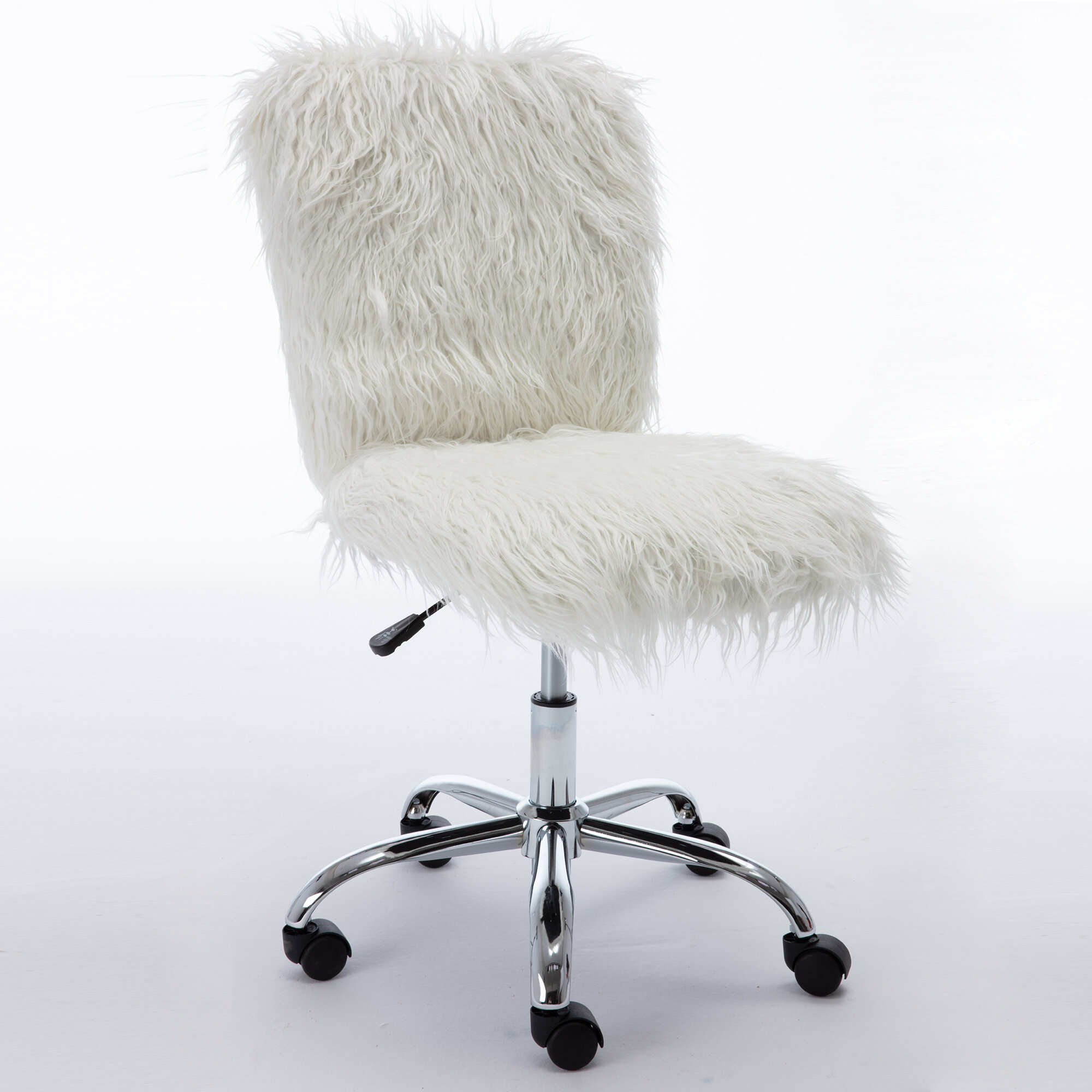 Everly Quinn Fake Fur Armless Office Chair Wayfair