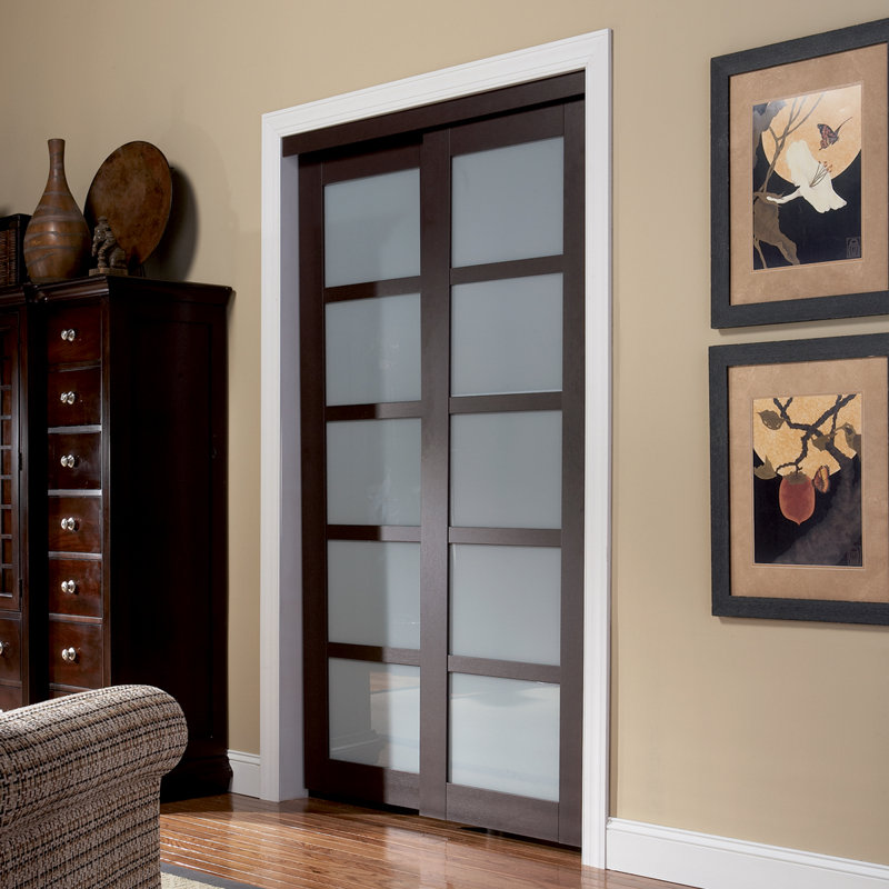 Erias Home Designs Baldarassario Glass Sliding Closet Doors With