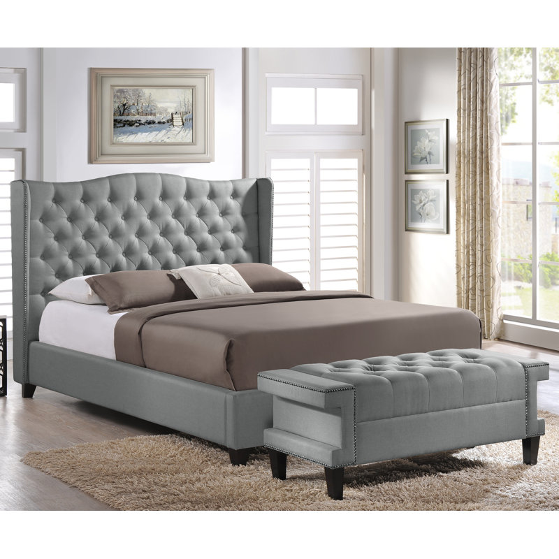Rosdorf Park Licata Upholstered Platform Bed And Bench Set