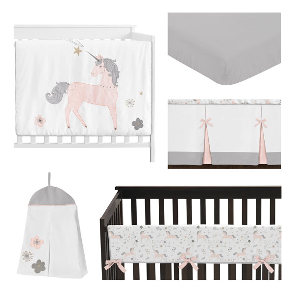 pink and gold crib bedding set