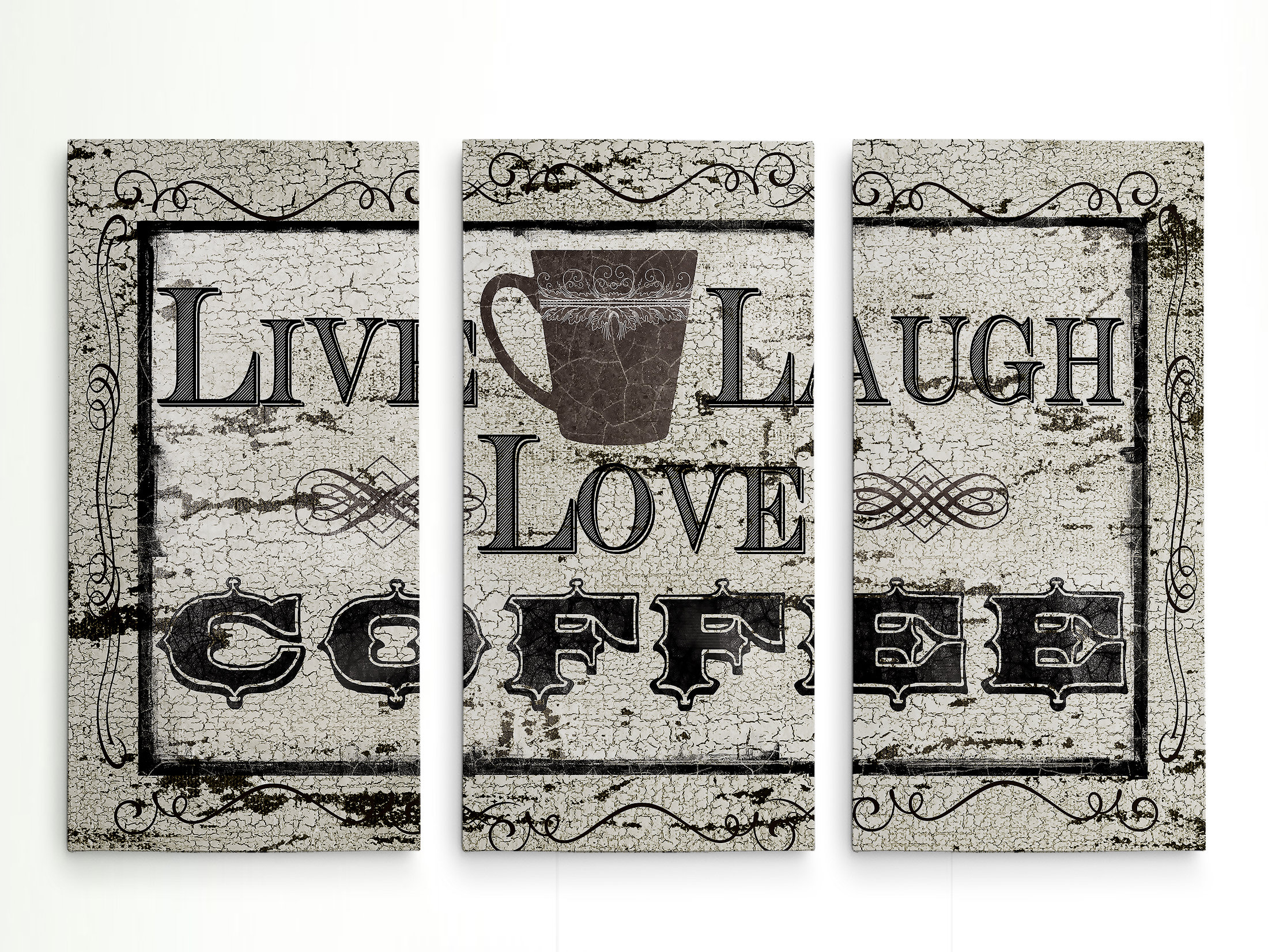 Winston Porter A Premium Live Laugh Love Coffee Textual Art Multi Piece Image On Canvas Wayfair