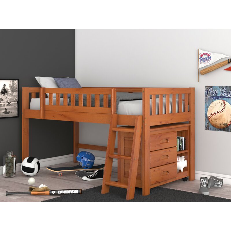 twin low loft bed with storage wayfair