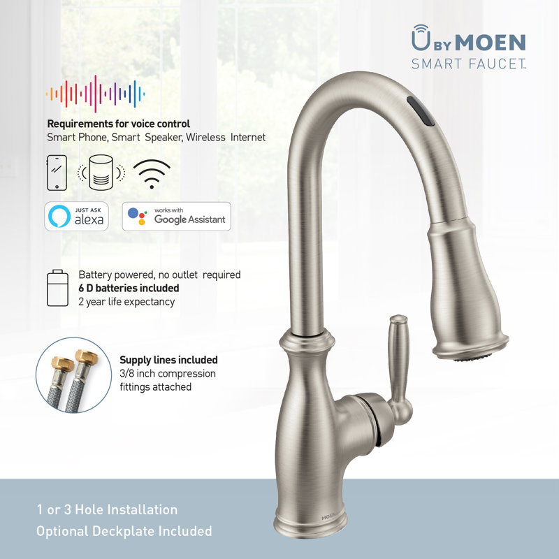 Moen Brantford Smart Touchless Single Handle Kitchen Faucet With Power Boost Power Clean Duralock And Reflex Wayfair
