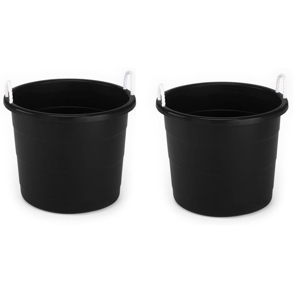 round plastic tote with rope handles