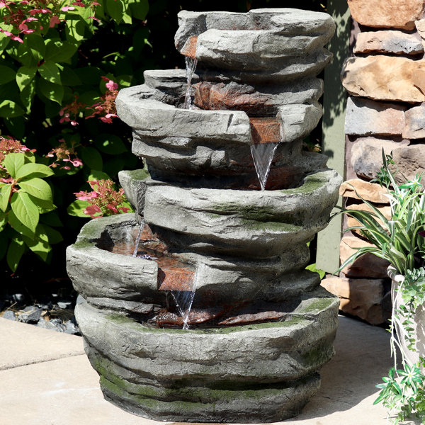 Steelside™ Hugo ResinFiberglass fall Fountain with LED Light & Reviews ...