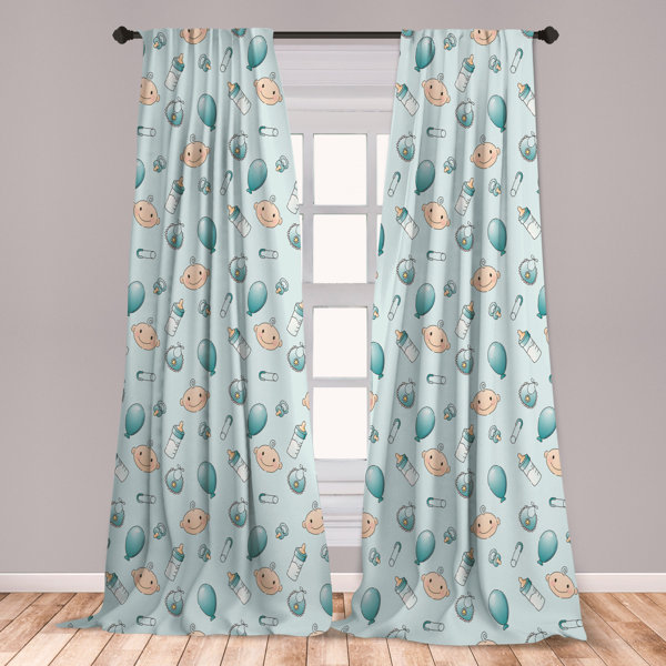East Urban Home Ambesonne Baby Curtains Infant Head With Balloons