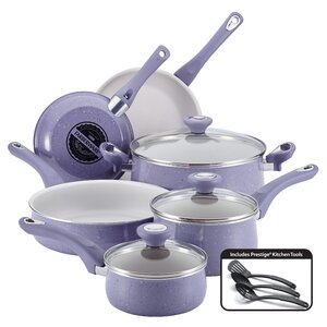 New Traditions 12 Piece Speckled Aluminum Nonstick Cookware Set