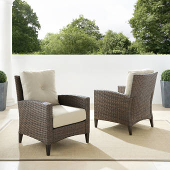 Wickham 2 Piece Furniture Patio Chair With Cushion Set Reviews Birch Lane