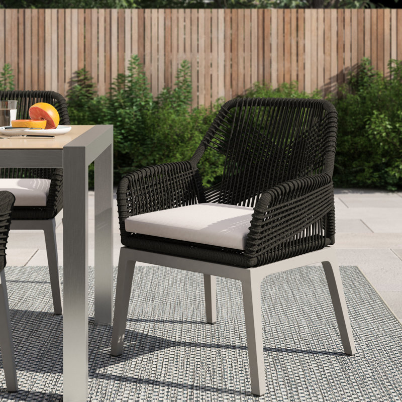 Foundstone Philip Loom Patio Dining Chair With Cushion Wayfair Philip Loom Patio Dining Chair