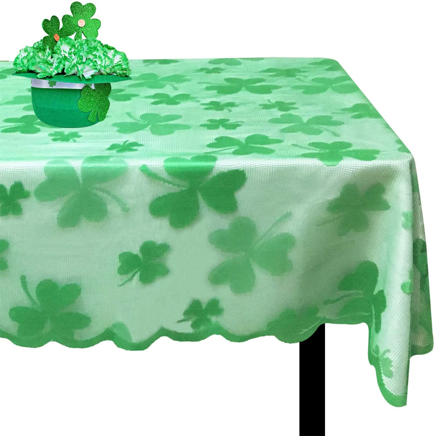 Patrick's Day Vinyl Tablecloth Irish Dog Gone Ready to Party Green Shamrocks St 