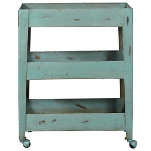 Florie Distressed Blue Mesh Shelf Meta..