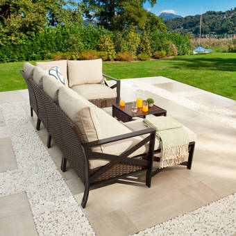 Breakwater Bay Chiasson Outdoor 7 Piece Sofa Seating Group With Cushions Wayfair
