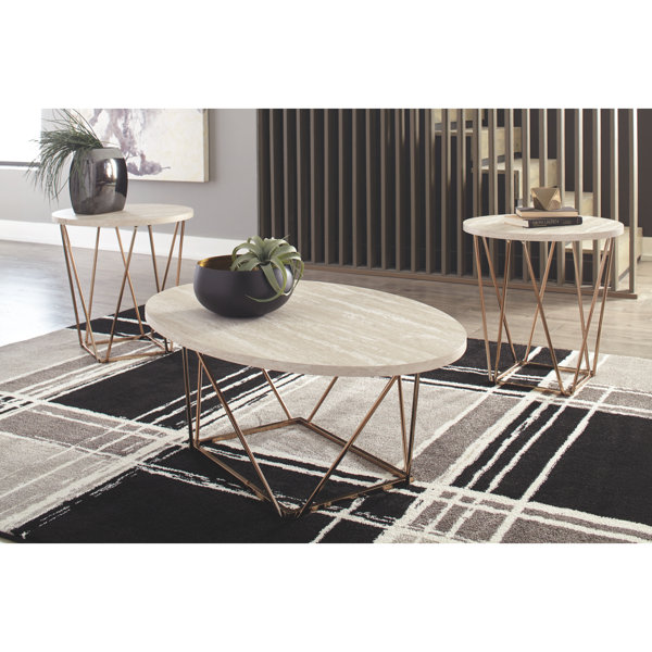 Wrought Studio Lembo Two Tone Occasional 3 Piece Coffee Table Set Reviews Wayfair