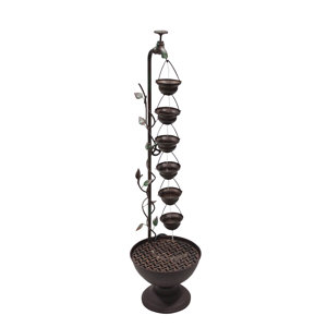Metal 6 Hanging Cup Tier Layered Floor Fountain