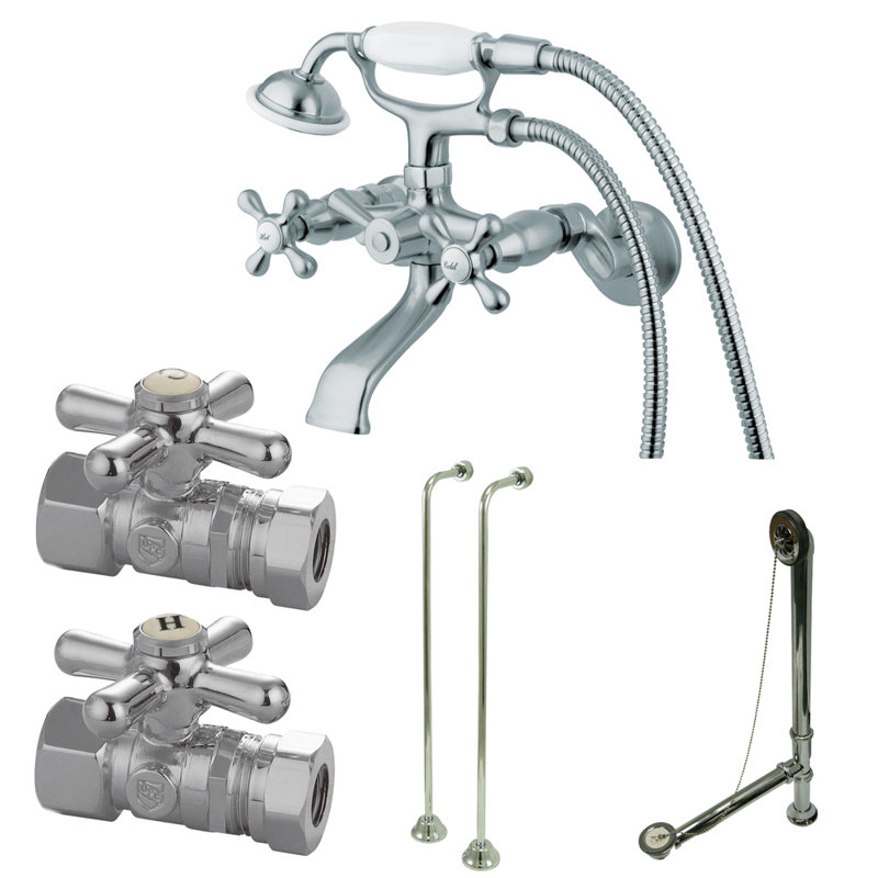 Kingston Brass Vintage Double Handle Wall Mount Clawfoot Tub