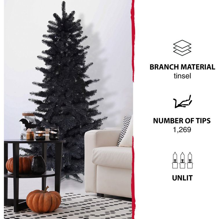 Haunted Hill Farm Spooky Tinsel Black Artificial Christmas Tree Wayfair