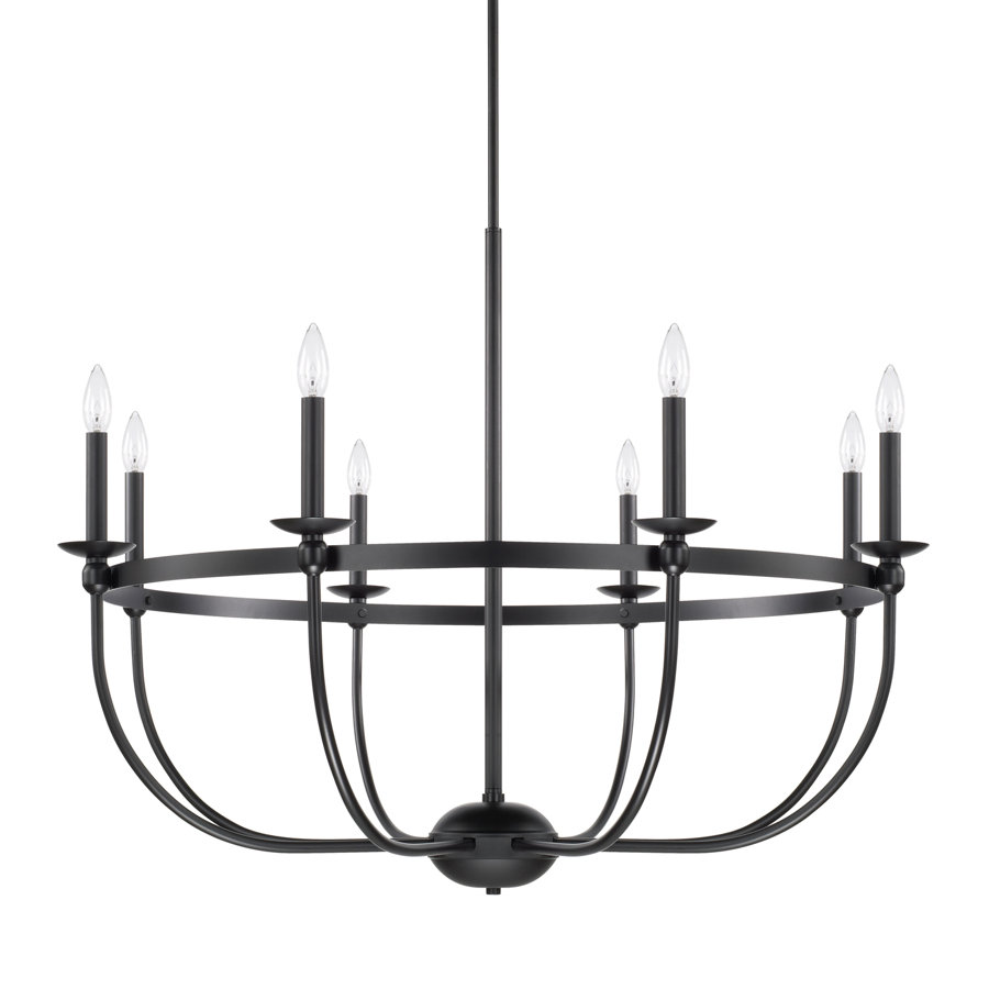 Estren 8 - Light Candle Style Wagon Wheel Chandelier