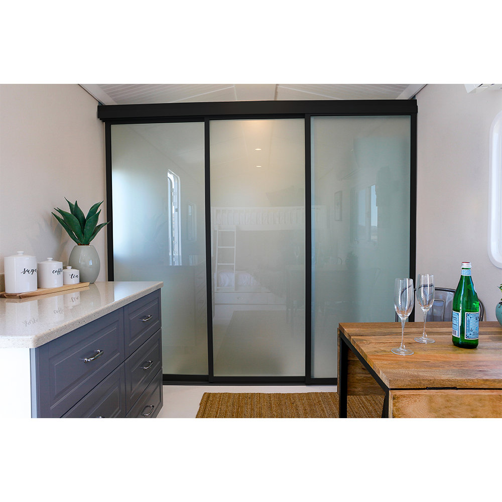 The Sliding Door Company 3 Panel Frosted Glass Sliding Room Divider