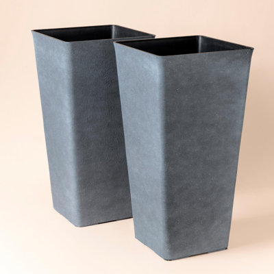 Amimma Tall Planters, 2 Set Large Rectangular Tall Planters for Outdoor Plants