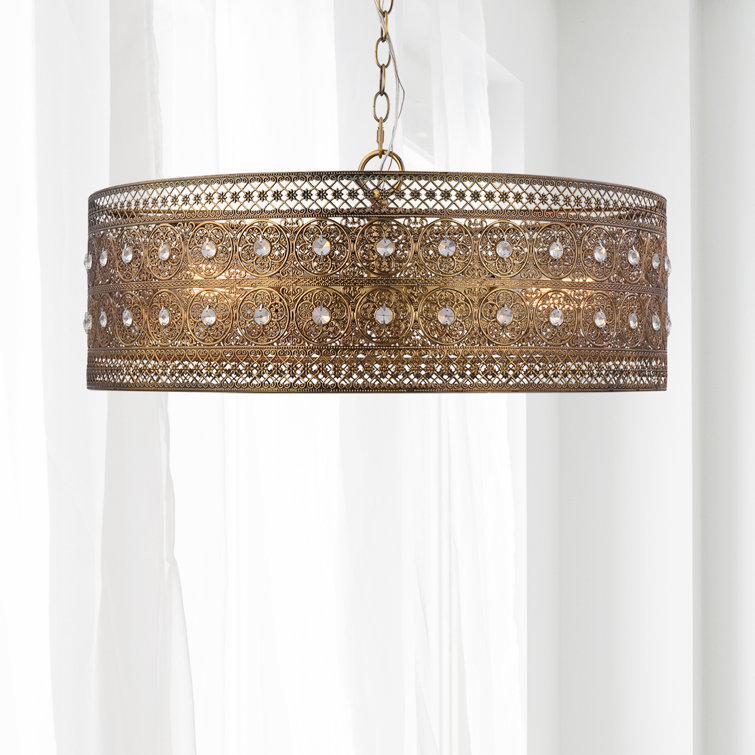 Kelly Clarkson Home Josie 3 Light Unique Drum Chandelier With Crystal Accents Reviews Wayfair